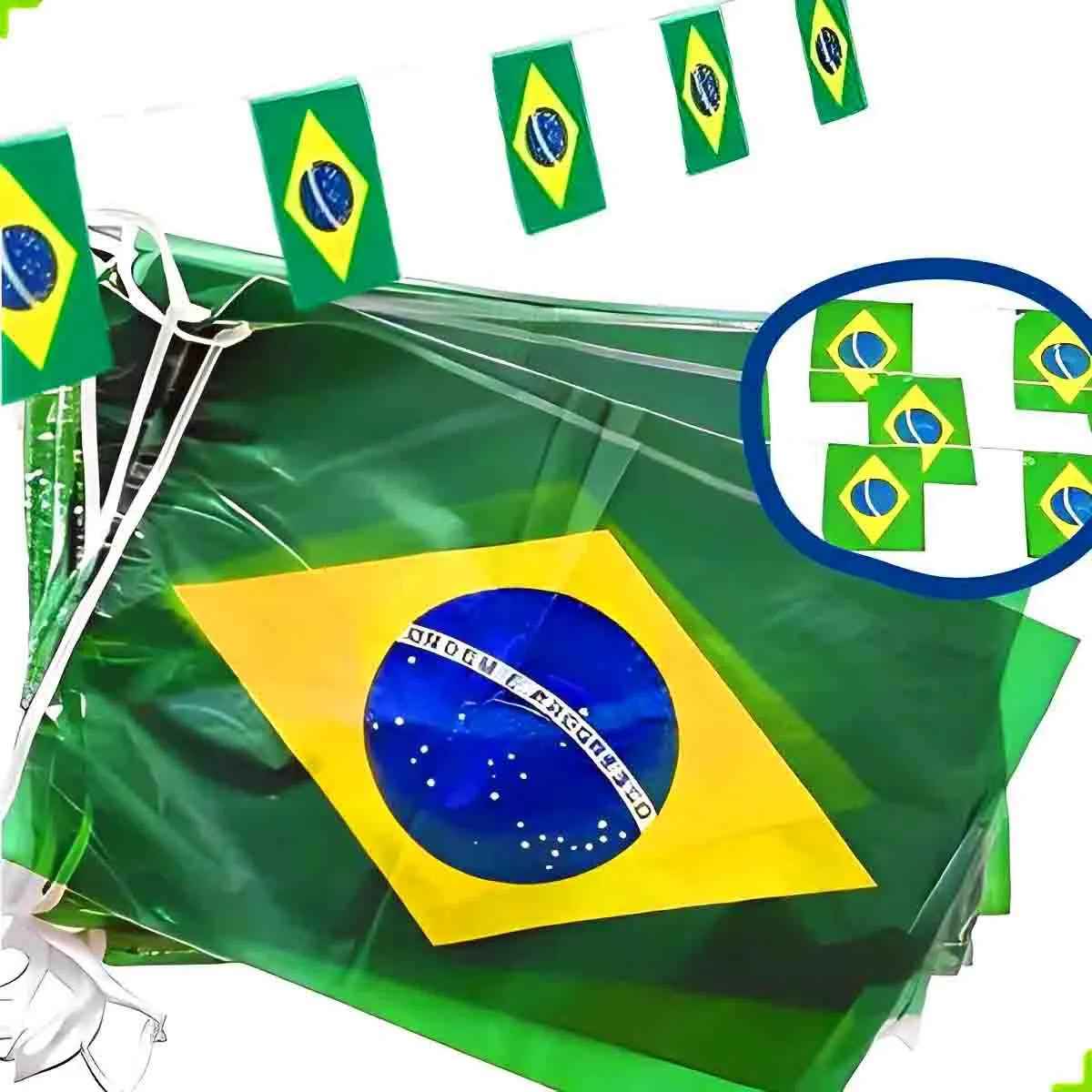 BANDEIRINHA BRASIL PLASTICO  C/10M